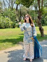 Women's Premium Digital Print Crepe Kurta Set with Farshi Palazzo & Georgette Dupatta | Fully Stitched