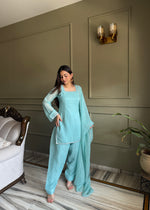 EID SPECIAL FARSHI SALWAR SUIT CRUNCHY SILK FABRIC WITH SIROSKI WORK, TOP WITH DUPPTA SET, SALWAR READY TO WEAR
