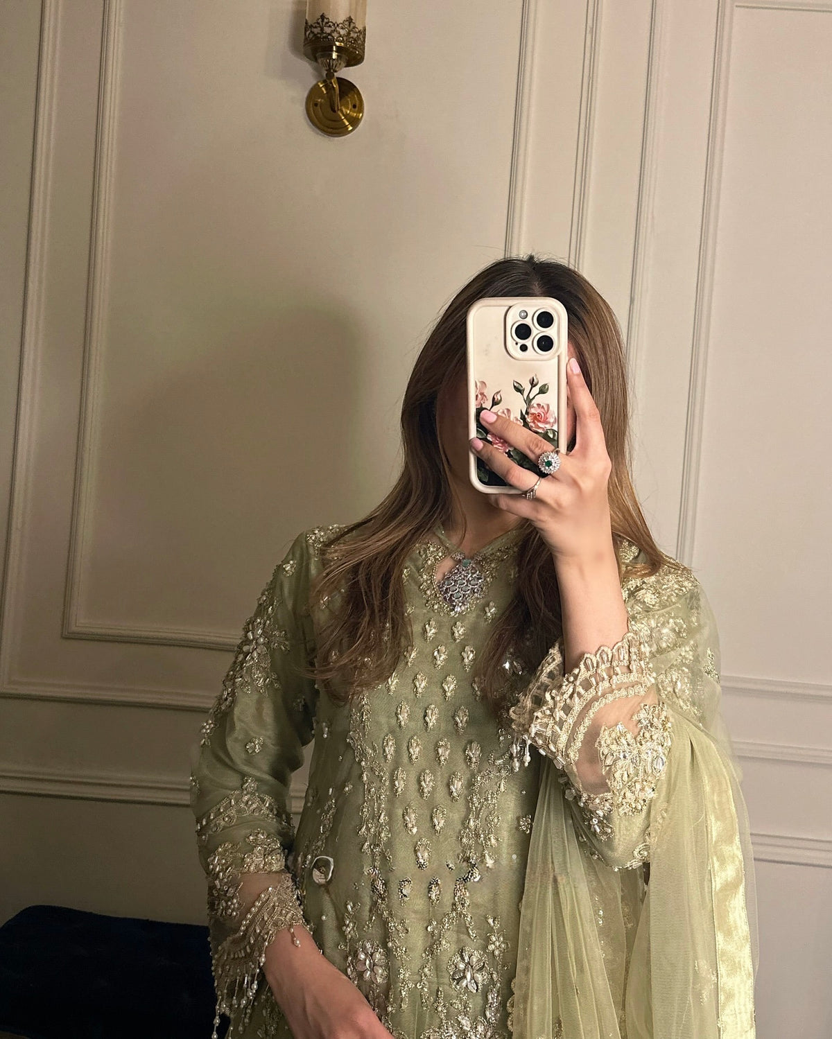 Women's Premium Embroidered Faux Georgette Kurta Set with Crush Palazzo & Embroidered Dupatta | Fully Stitched