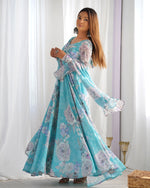HEAVY PURE FOX GEORGETTE FLORAL PRINT 7 METER PLUS FLARE ANARKALI