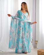 HEAVY PURE FOX GEORGETTE FLORAL PRINT 7 METER PLUS FLARE ANARKALI