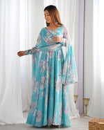 HEAVY PURE FOX GEORGETTE FLORAL PRINT 7 METER PLUS FLARE ANARKALI