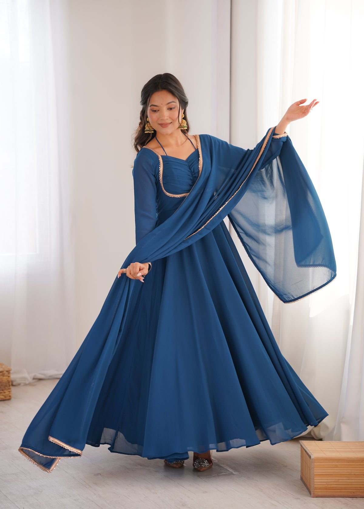GEORGETTE ANARKALI GOWN DUPPTA FULL SET READY TO WEAR