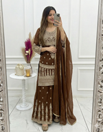 PURE SOFT CRUNCHY SILK FABRIC TOP, SHARARA WITH DUPATTA SET READY TO WEAR