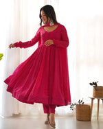 PURE FOX GEORGETTE LAHERIYA PRINT FABRIC FULLY FLAIR ANARKALI,WITH DUPPTA SET,PENT - READY TO WEAR