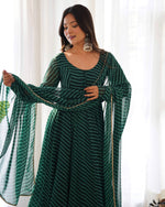 PURE FOX GEORGETTE LAHERIYA PRINT FABRIC FULLY FLAIR ANARKALI,WITH DUPPTA SET,PENT - READY TO WEAR