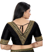 Women's Black Silk Banglory Heavy Embroidery Sequins Work Readymade Saree Blouse | Padded V Neck Party Wear Blouse