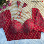 Women's Premium Pure Ajrakh Cotton Readymade Blouse | Padded | Halter Neck | Back Hook | Size 38 (36–40 Alterable)