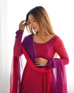 PURE SOFT FOX GEORGETTE MOST TRENDY PADDING FABRIC FULLY FLARE ANARKALI,WITH DUPPTA SET,PENT READY TO WEAR