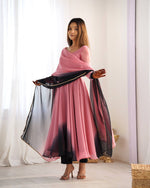 PURE SOFT FOX GEORGETTE MOST TRENDY PADDING FABRIC FULLY FLARE ANARKALI,WITH DUPPTA SET,PENT READY TO WEAR