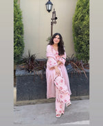 Women's Premium Embroidered Crepe Kurta Set with Farshi Palazzo and Embroidered Dupatta