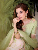 Women's Premium Embroidered Crepe Kurta Set with Farshi Palazzo & Organza Silk Dupatta | Fully Stitched