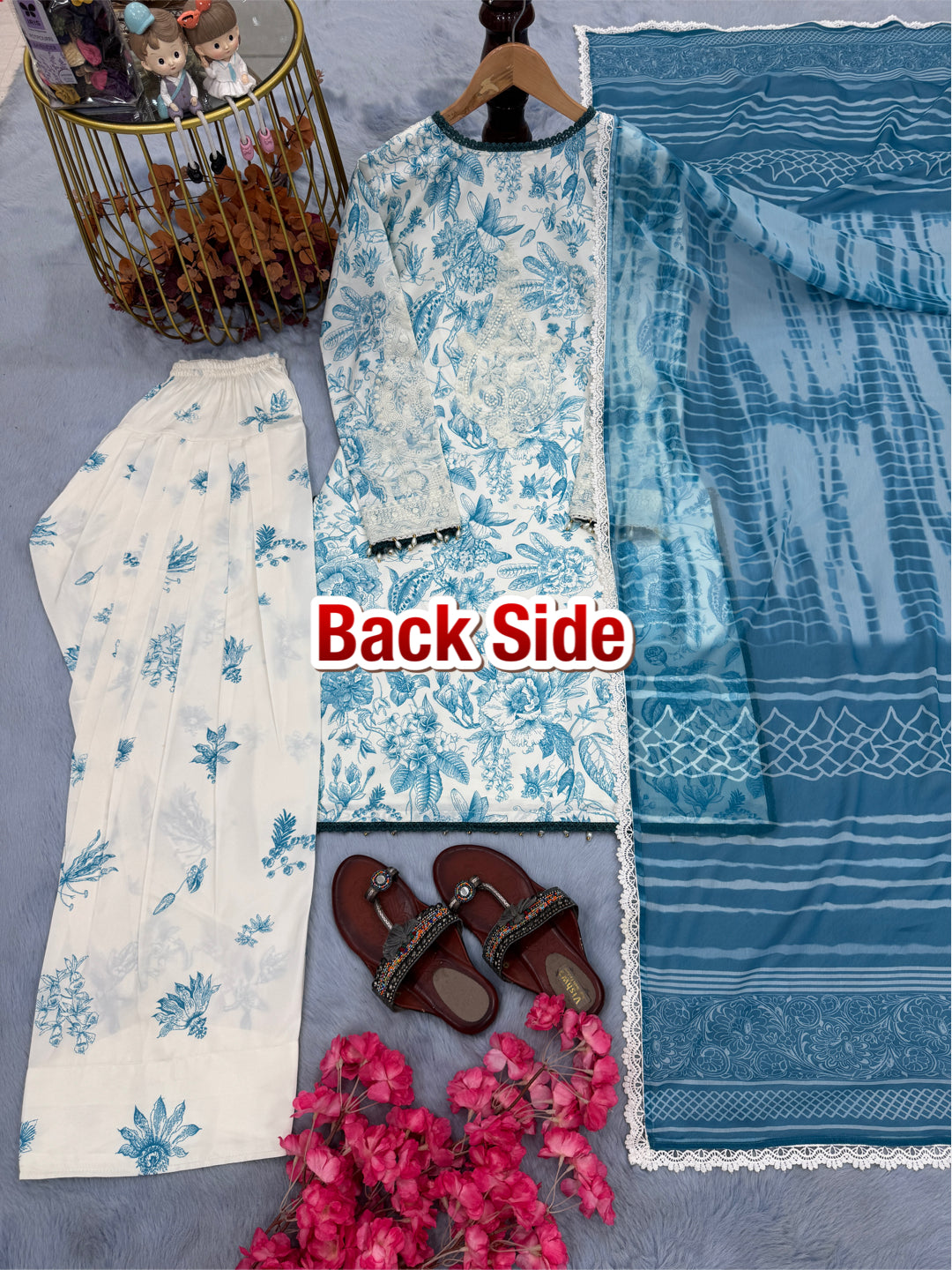 Women's Premium Digital Print Crepe Kurta Set with Farshi Palazzo & Georgette Dupatta | Fully Stitched