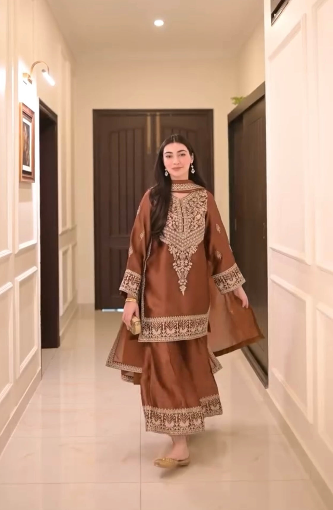Women's Premium Chinon Silk Embroidered Kurta Set with Palazzo & Embroidered Dupatta | Fully Stitched