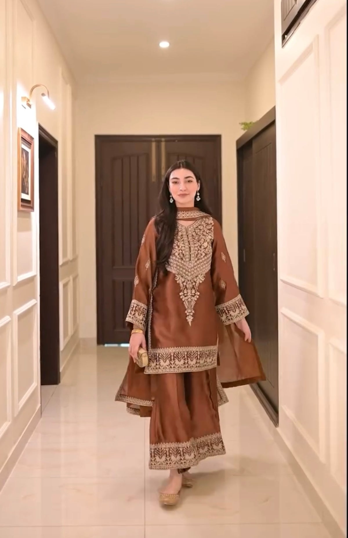 Women's Premium Chinon Silk Embroidered Kurta Set with Palazzo & Embroidered Dupatta | Fully Stitched