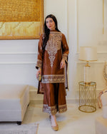 Women's Premium Chinon Silk Embroidered Kurta Set with Palazzo & Embroidered Dupatta | Fully Stitched