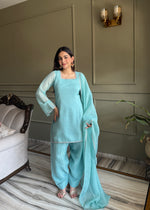 EID SPECIAL FARSHI SALWAR SUIT CRUNCHY SILK FABRIC WITH SIROSKI WORK, TOP WITH DUPPTA SET, SALWAR READY TO WEAR