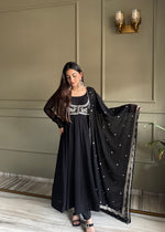 HIGH PREMIUM QUALITY PURE FOX GEORGETTE FABRIC FULLY FLARE ANARKALI WITH KOTI,DUPATTA SET,PENT READY TO WEAR