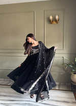 HIGH PREMIUM QUALITY PURE FOX GEORGETTE FABRIC FULLY FLARE ANARKALI WITH KOTI,DUPATTA SET,PENT READY TO WEAR