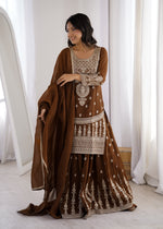 PURE SOFT CRUNCHY SILK FABRIC TOP, SHARARA WITH DUPATTA SET READY TO WEAR