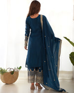 PURE CHINON SILK FABRIC STRAIGHT FIT KURTA WITH DUPPTA SET, TROUSERS, READY TO WEAR