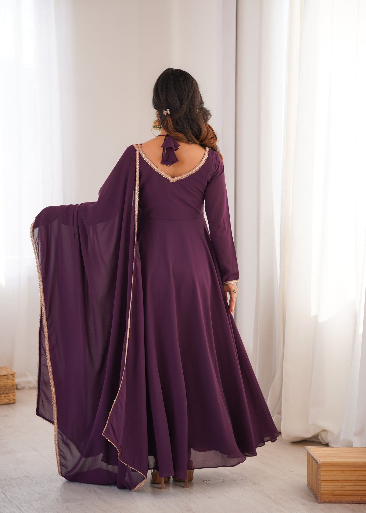 GEORGETTE ANARKALI GOWN DUPPTA FULL SET READY TO WEAR