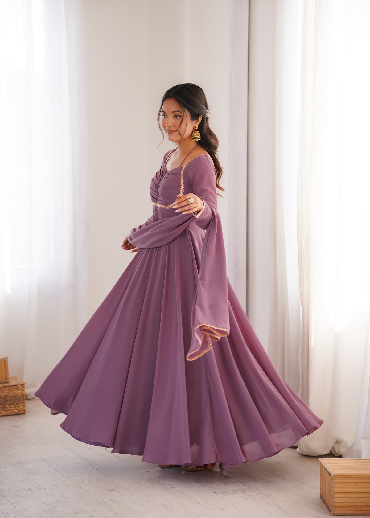 GEORGETTE ANARKALI GOWN DUPPTA FULL SET READY TO WEAR