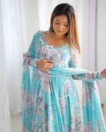 HEAVY PURE FOX GEORGETTE FLORAL PRINT 7 METER PLUS FLARE ANARKALI