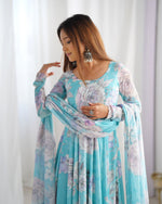 HEAVY PURE FOX GEORGETTE FLORAL PRINT 7 METER PLUS FLARE ANARKALI