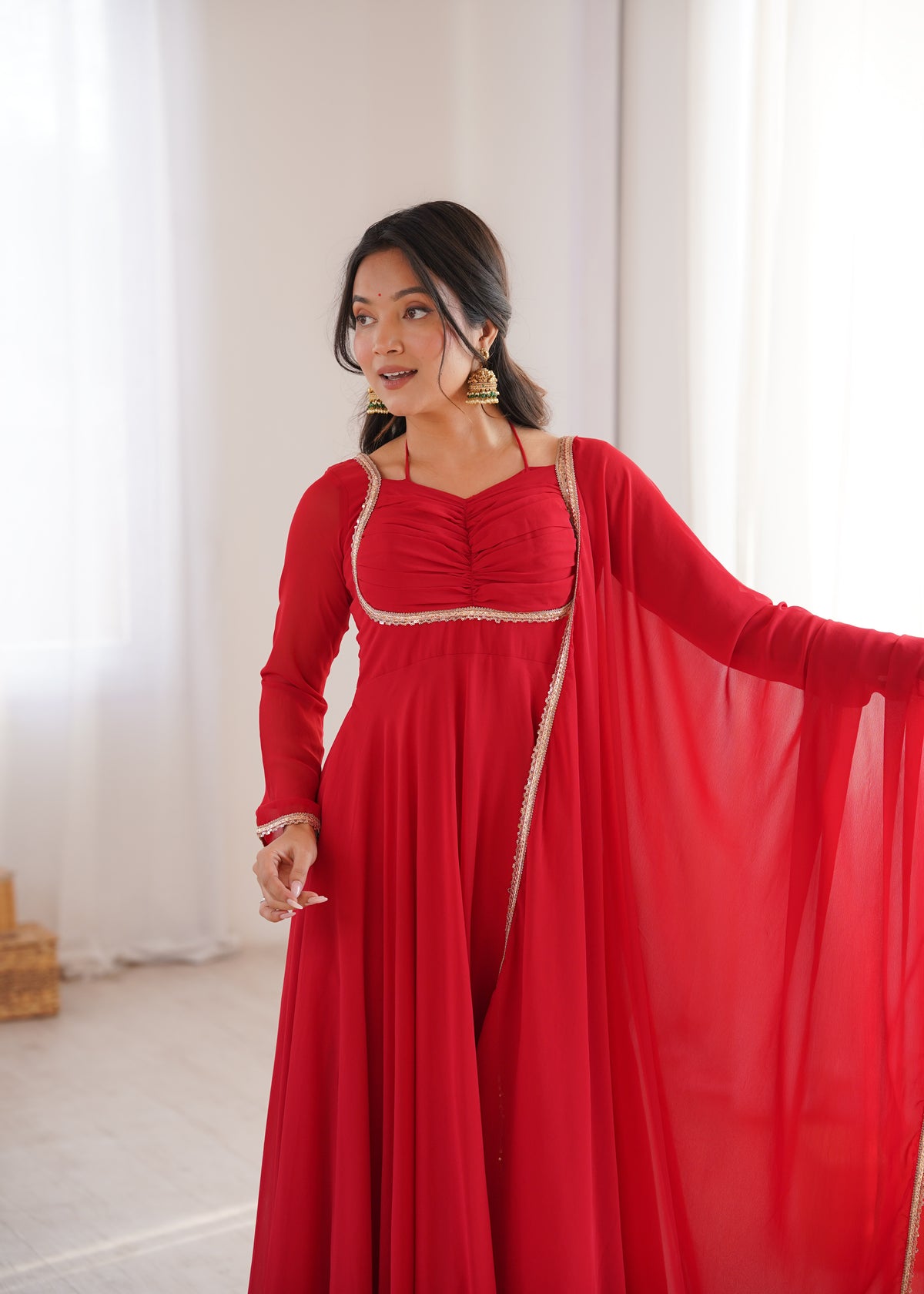 GEORGETTE ANARKALI GOWN DUPPTA FULL SET READY TO WEAR