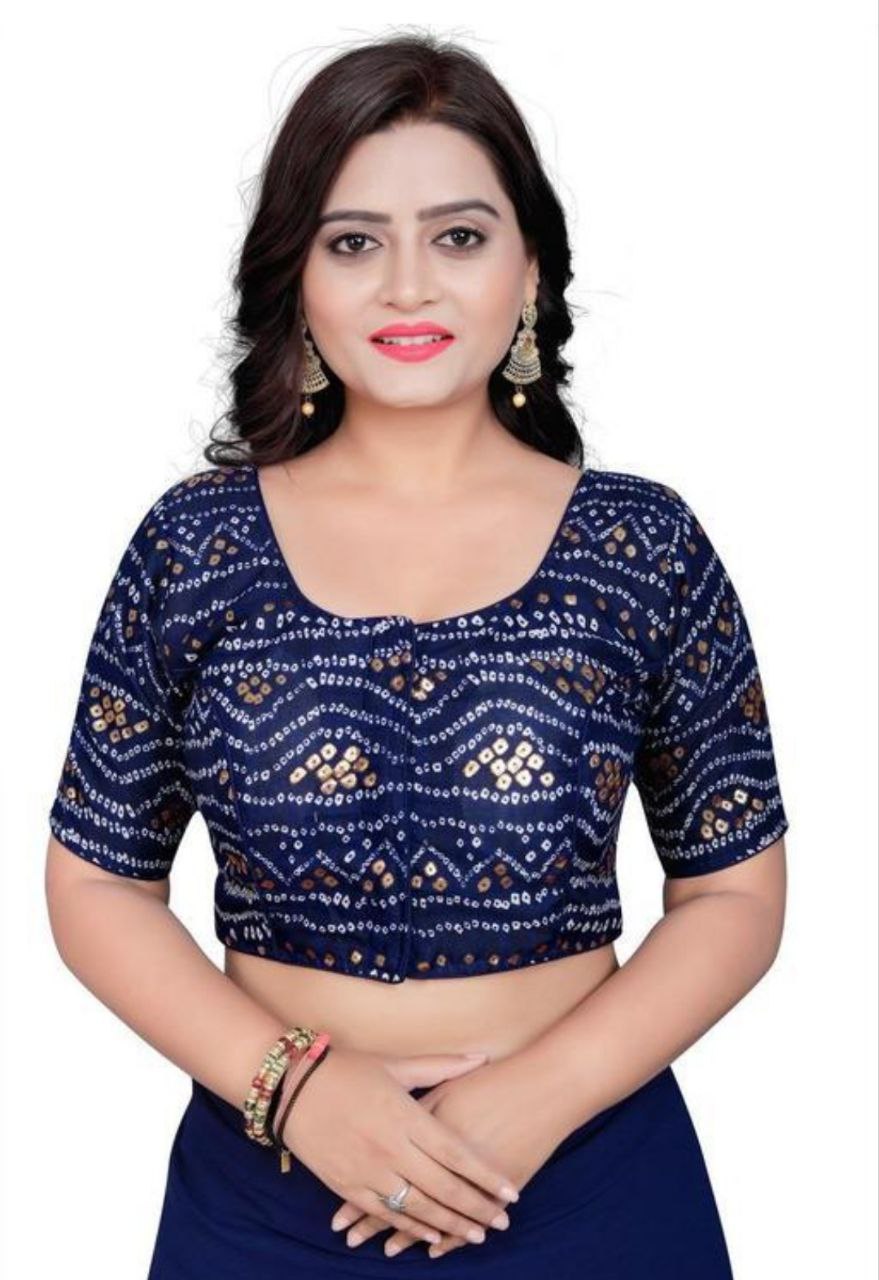 Women's Cotton Chunri Foil Print Readymade Padded Blouse