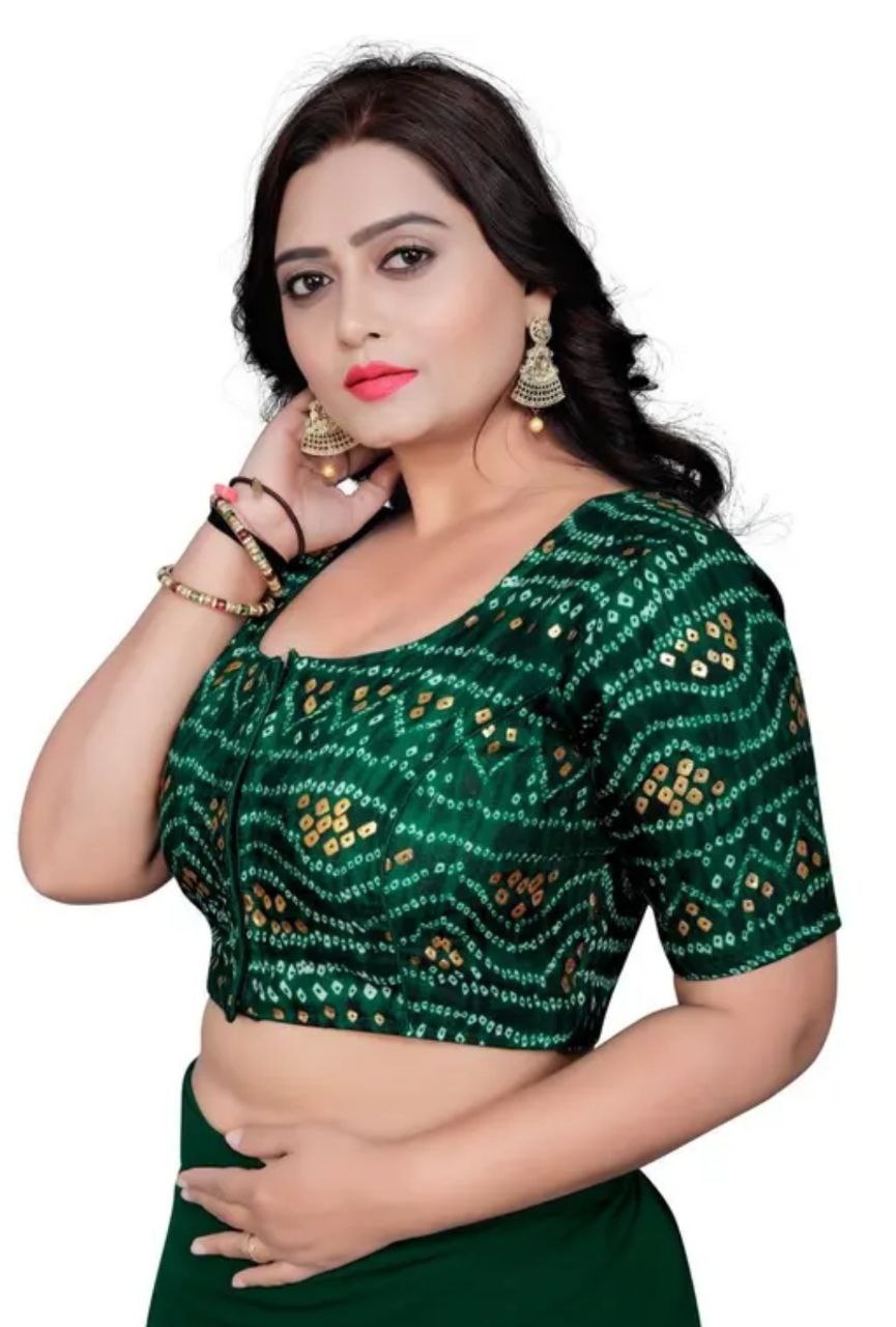 Women's Cotton Chunri Foil Print Readymade Padded Blouse