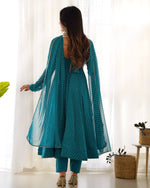 PURE FOX GEORGETTE LAHERIYA PRINT FABRIC FULLY FLAIR ANARKALI,WITH DUPPTA SET,PENT - READY TO WEAR