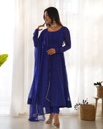 PURE FOX GEORGETTE LAHERIYA PRINT FABRIC FULLY FLAIR ANARKALI,WITH DUPPTA SET,PENT - READY TO WEAR