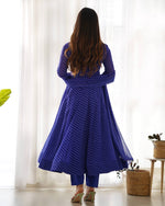 PURE FOX GEORGETTE LAHERIYA PRINT FABRIC FULLY FLAIR ANARKALI,WITH DUPPTA SET,PENT - READY TO WEAR