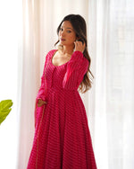 PURE FOX GEORGETTE LAHERIYA PRINT FABRIC FULLY FLAIR ANARKALI,WITH DUPPTA SET,PENT - READY TO WEAR