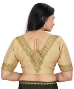 Women's Premium Silk Banglory Embroidered Readymade Blouse | Padded | V Neck | Front Hook | Size 38 (36–40 Alterable)