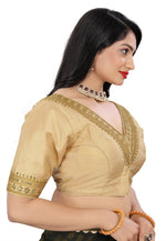 Women's Premium Silk Banglory Embroidered Readymade Blouse | Padded | V Neck | Front Hook | Size 38 (36–40 Alterable)
