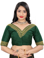 Women's Premium Silk Banglory Embroidered Readymade Blouse | Padded | V Neck | Front Hook | Size 38 (36–40 Alterable)