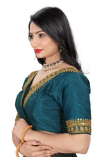 Women's Premium Silk Banglory Embroidered Readymade Blouse | Padded | V Neck | Front Hook | Size 38 (36–40 Alterable)