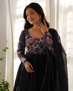 PURE SOFT ORGANJA SILK FABRIC FULLY FLAIR KALI PATTERN AND CANVAS PATTA WITH DUPPTA SET ,PENT READY TO WEAR