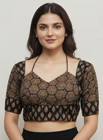 Women's Premium Pure Ajrakh Cotton Readymade Blouse | Padded | Halter Neck | Back Hook | Size 38 (36–40 Alterable)