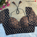 Women's Premium Pure Ajrakh Cotton Readymade Blouse | Padded | Halter Neck | Back Hook | Size 38 (36–40 Alterable)
