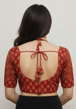 Women's Premium Pure Ajrakh Cotton Readymade Blouse | Padded | Halter Neck | Back Hook | Size 38 (36–40 Alterable)