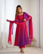 PURE SOFT FOX GEORGETTE MOST TRENDY PADDING FABRIC FULLY FLARE ANARKALI,WITH DUPPTA SET,PENT READY TO WEAR