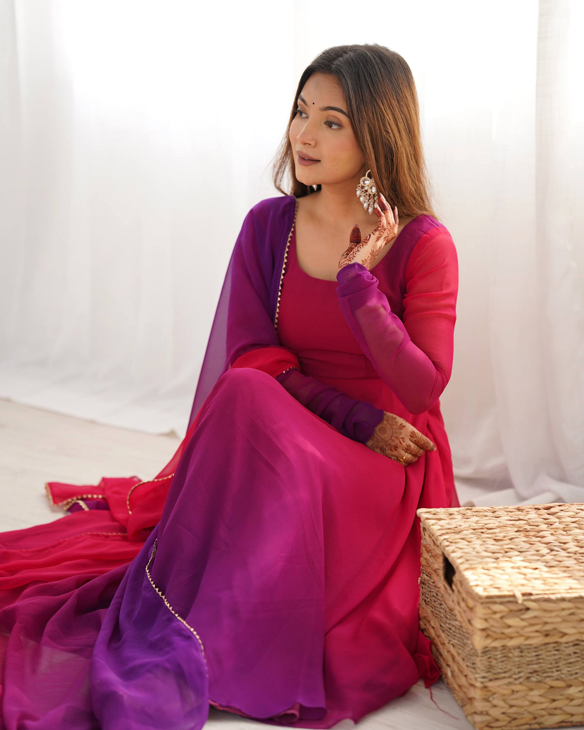 PURE SOFT FOX GEORGETTE MOST TRENDY PADDING FABRIC FULLY FLARE ANARKALI,WITH DUPPTA SET,PENT READY TO WEAR