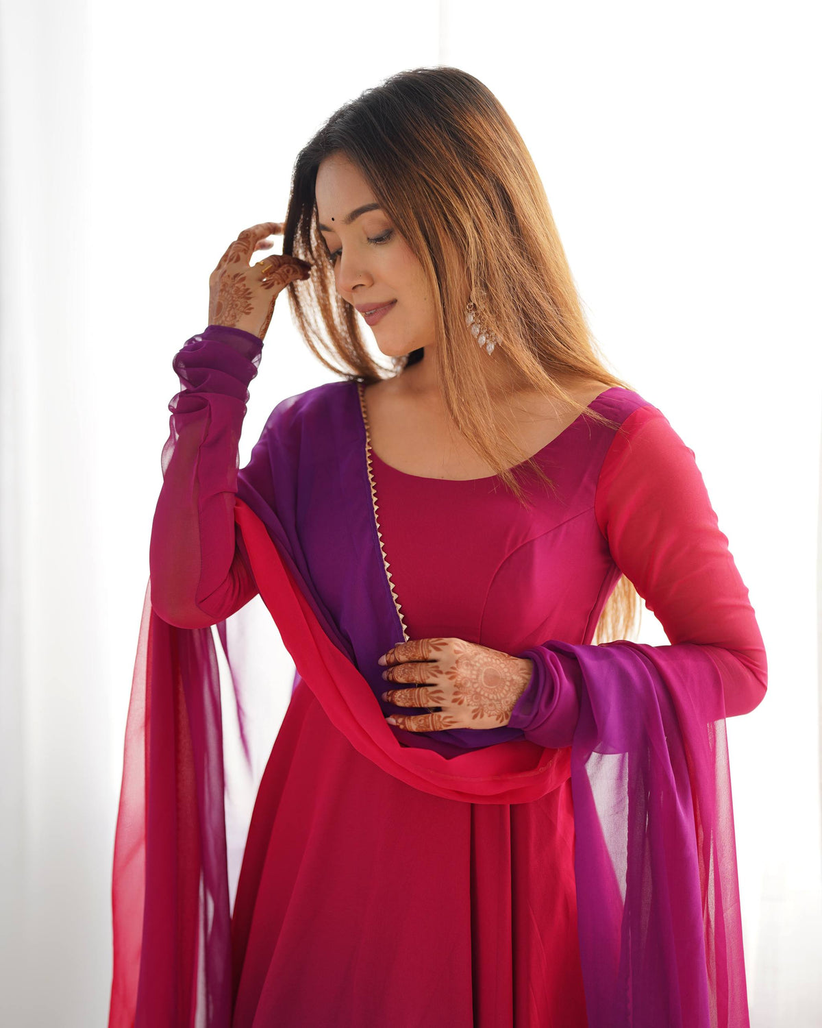 PURE SOFT FOX GEORGETTE MOST TRENDY PADDING FABRIC FULLY FLARE ANARKALI,WITH DUPPTA SET,PENT READY TO WEAR