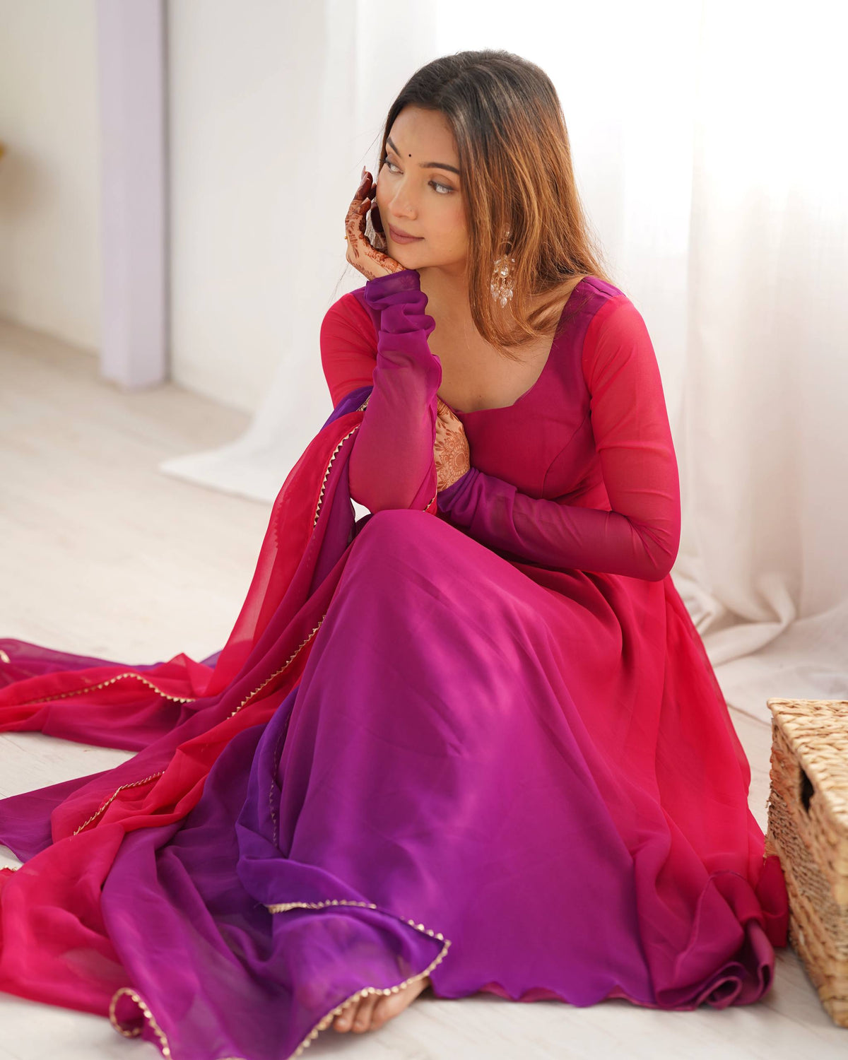 PURE SOFT FOX GEORGETTE MOST TRENDY PADDING FABRIC FULLY FLARE ANARKALI,WITH DUPPTA SET,PENT READY TO WEAR