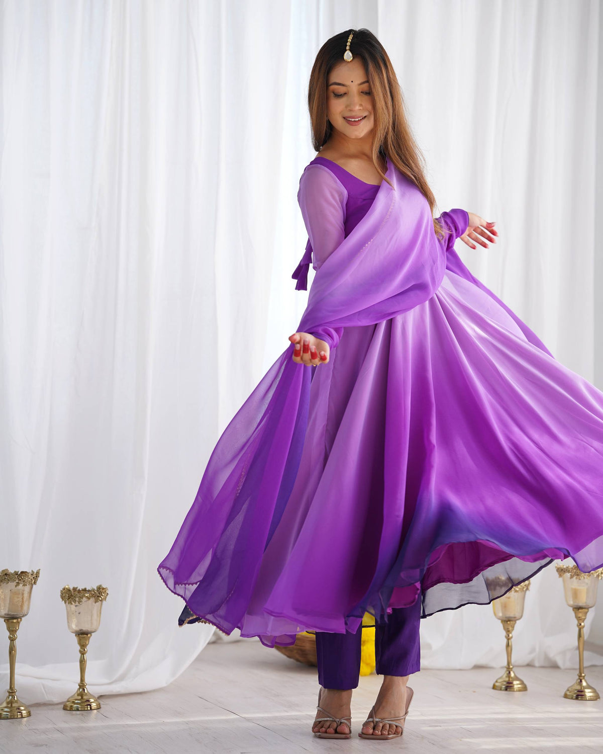 PURE SOFT FOX GEORGETTE MOST TRENDY PADDING FABRIC FULLY FLARE ANARKALI,WITH DUPPTA SET,PENT READY TO WEAR