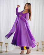 PURE SOFT FOX GEORGETTE MOST TRENDY PADDING FABRIC FULLY FLARE ANARKALI,WITH DUPPTA SET,PENT READY TO WEAR